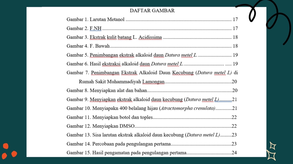 Daftar gambar untuk jasa pengetikan online, mulai dari larutan metanol hingga hasil pengamatan pada pengulangan pertama.