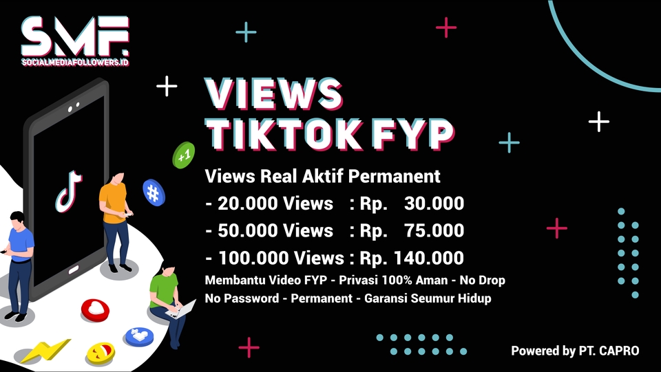 Tambah Followers - Followers/ Likes/ Views FYP/ etc. TikTok Real Aktif Permanent - 3