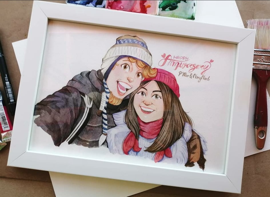 วาดภาพเหมือน Portrait - รับวาดภาพการ์ตูนสีน้ำ / watercolor painting - 6