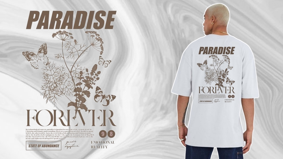 รับออกแบบเสื้อผ้าแฟชั่น เสื้อยืดลายดอกไม้ paradise forever