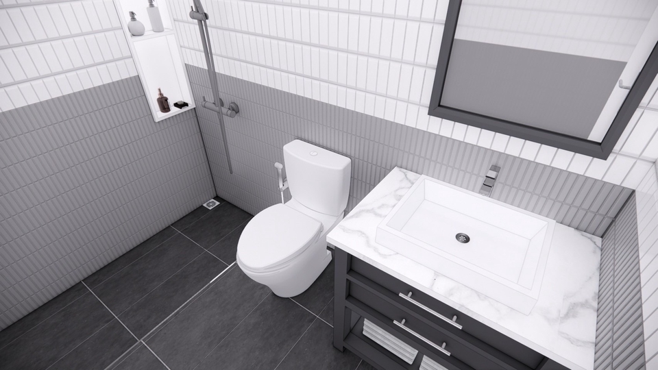 รับออกแบบ 3d perspective ห้องน้ำสวยๆ แบบโมเดิร์น 3 มิติ