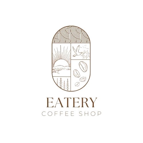 Logo cafe dengan desain minimalis dan warna coklat, cocok untuk bisnis kuliner atau minuman.