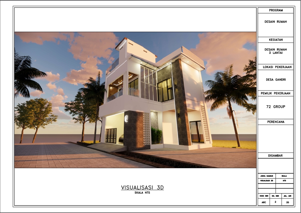 Jasa drafter autocad arsitektur rumah minimalis modern 3D untuk desain rumah impian