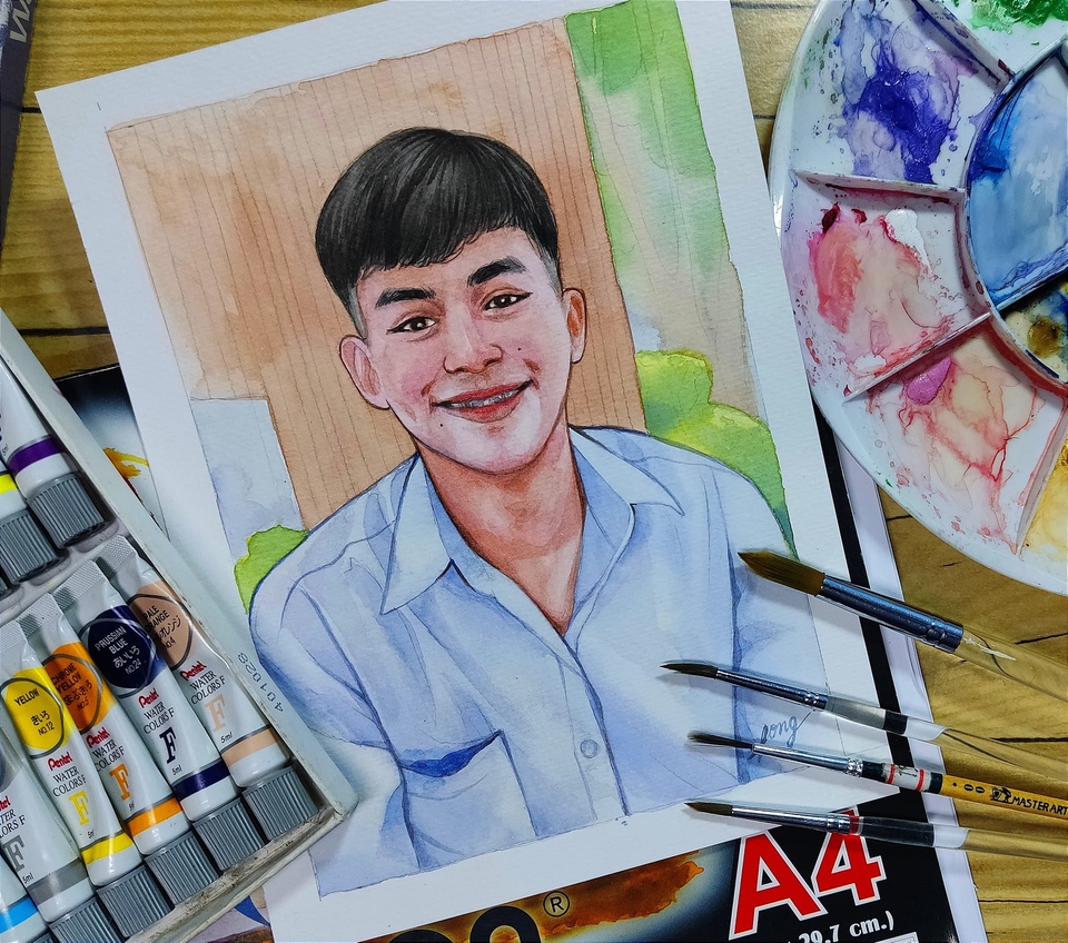วาดภาพเหมือน Portrait - รับวาดภาพเหมือน สีน้ำ พร้อมกรอบรูปน่ารัก - 20