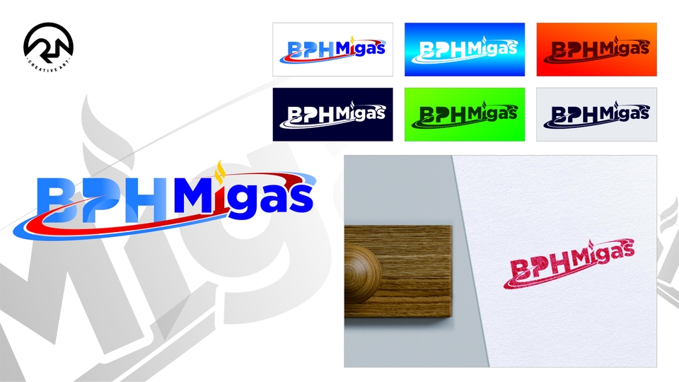 Desain logo BPHMigas profesional berbagai warna untuk perusahaan energi. Jasa desain logo online murah dan cepat.