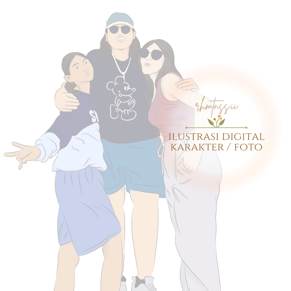 Jasa lukis karikatur digital wajah pria wanita untuk desain vektor freelance