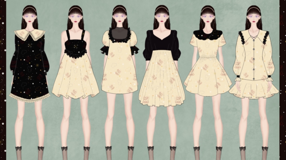 Fashion design ออกแบบเสื้อผ้าผู้หญิงและเด็ก ออกแบบลายผ้า
