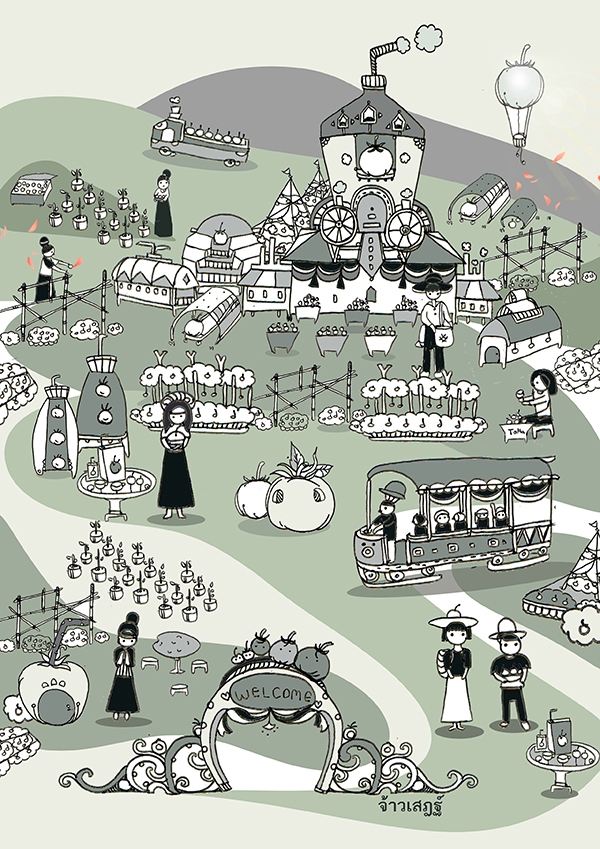 ภาพประกอบเวกเตอร์ - วาดเส้นไทยประยุกต์ แบบ vector ๆ - 19
