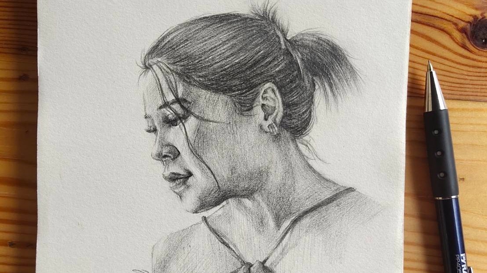 รับวาดภาพเหมือน ผู้หญิง ใบหน้า สวยงาม