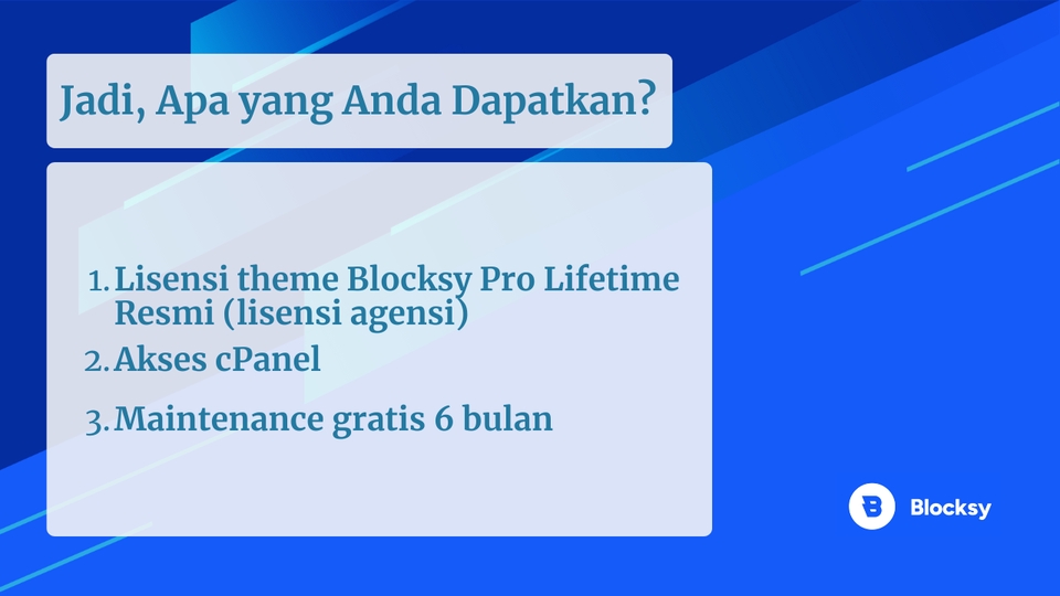 Jasa pembuatan website Blocksy Pro Lifetime, dapatkan lisensi resmi, akses cPanel dan maintenance gratis 6 bulan.