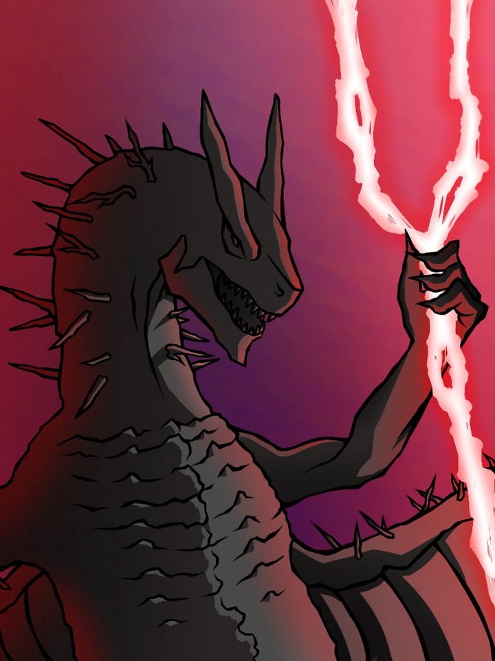 2D illustration of a dragon boss fight from the game, Elden Ring.