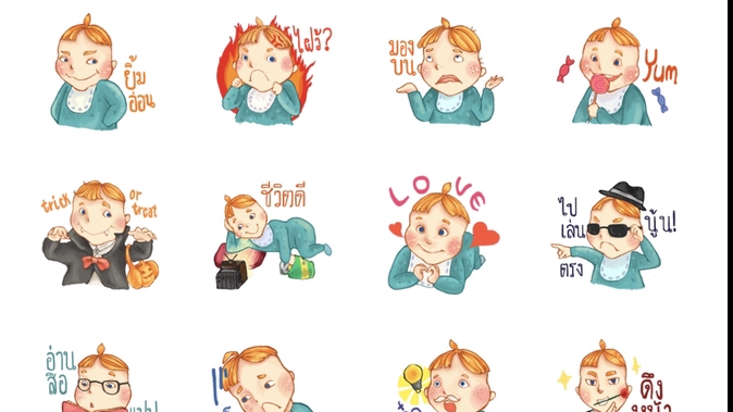 ออกแบบ LINE Sticker - ออกแบบ Sticker line + Mascot (Digital Paint / สีน้ำ/ สีเทียน) - 8