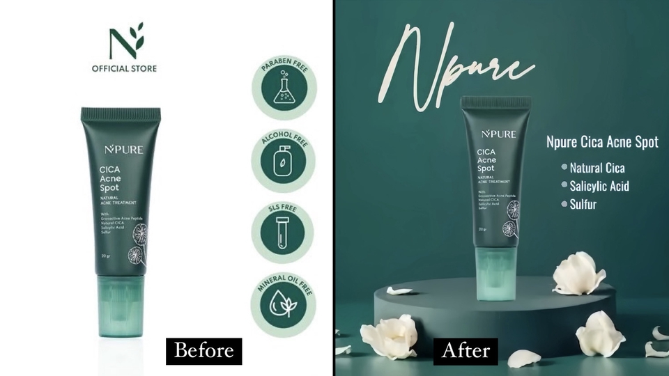 Jasa edit foto produk sebelum dan sesudah menggunakan Photoshop. Edit foto produk skincare untuk online shop dengan hasil yang lebih profesional.