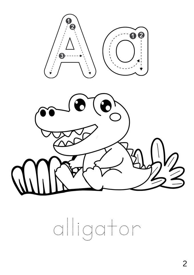 Ilustrasi hewan aligator untuk belajar huruf A, cocok untuk anak-anak, layanan ilustrasi hewan