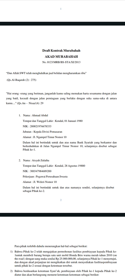 Draft kontrak akad murabahah jasa legal drafting jasa buat kontrak hukum jasa review kontrak