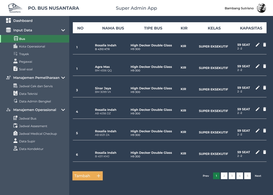 Desain UI UX Aplikasi Manajemen Bus PO Nusantara