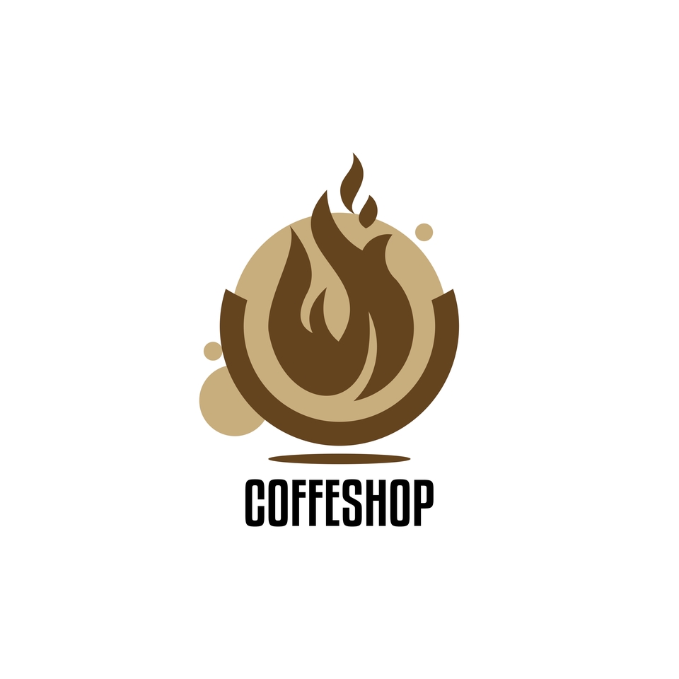 Logo coffeeshop dengan desain api yang unik dan modern, cocok untuk bisnis kuliner.