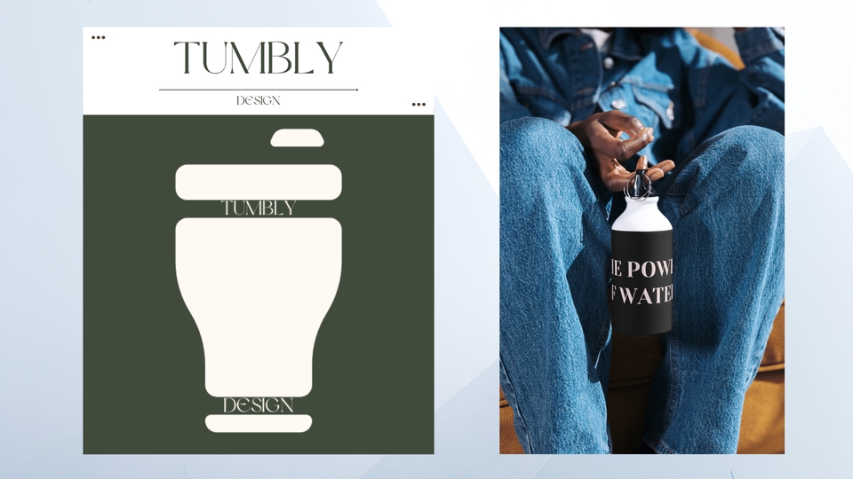 ออกแบบ canva กระบอกน้ำ สไตล์ทันสมัย พร้อมโลโก้แบรนด์