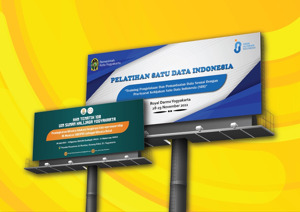 Jasa desain spanduk untuk pelatihan satu data Indonesia di Yogyakarta.