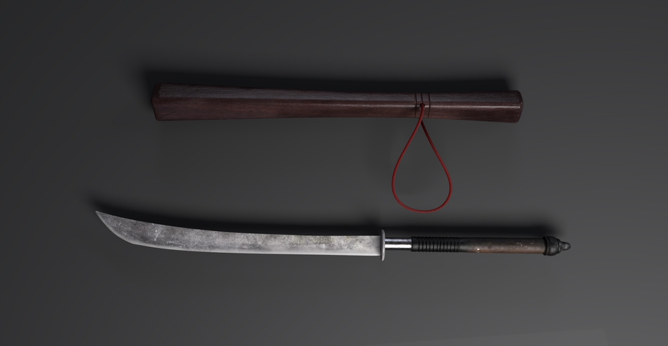 รับปั้นโมเดล 3d แบบดาบญี่ปุ่น พร้อมปลอกดาบ 3d model