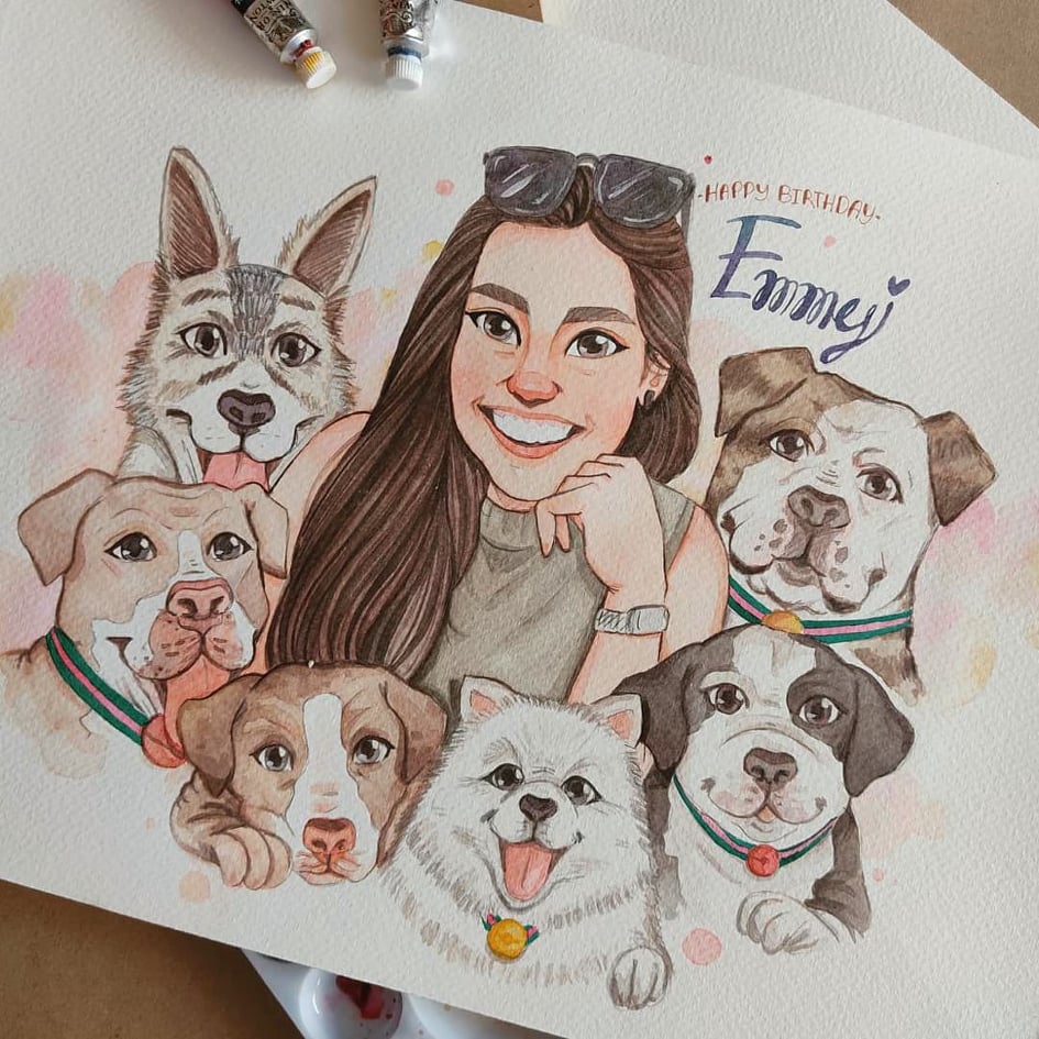 วาดภาพเหมือน Portrait - รับวาดภาพการ์ตูนสีน้ำ / watercolor painting - 12