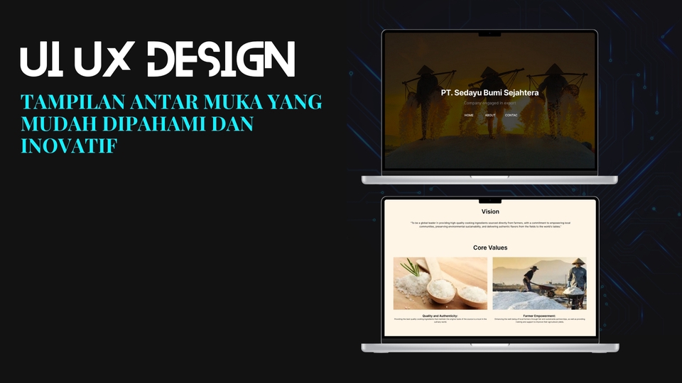 Desain UI UX website yang modern dan mudah dipahami dengan layout yang menarik dan desain user interface yang intuitif untuk user experience yang terbaik.