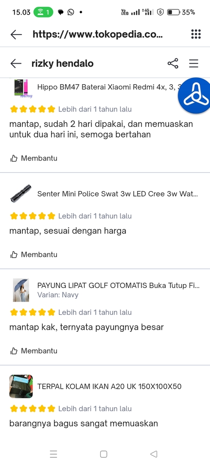 Memberi Review - Review positif e-commerce shope Tokopedia Bukalapak Gmaps Dll - 3