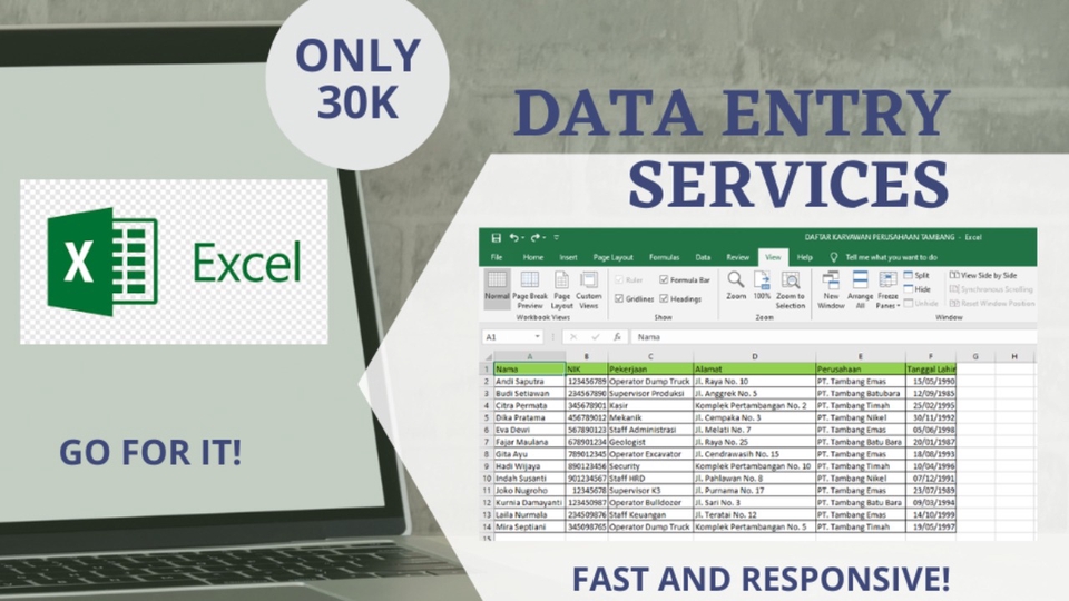 Entri Data - Input data ke Excel - 1