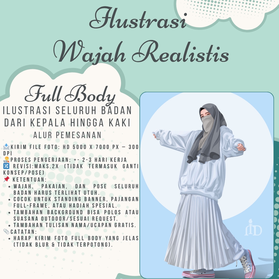 Jasa ilustrasi wajah realistis full body profesional gambar karikatur vektor