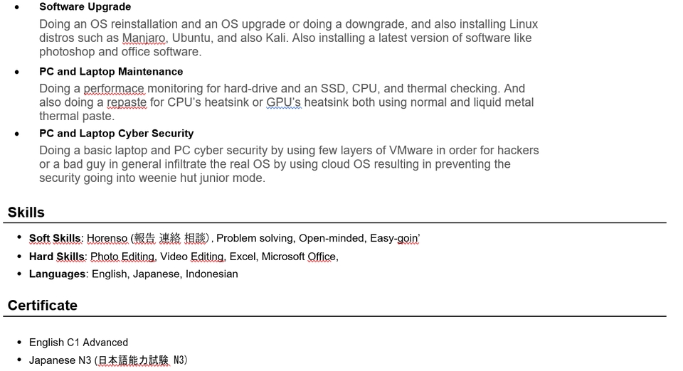 Penerjemahan - Jasa Penerjemahan CV ke bahasa Inggris - 4