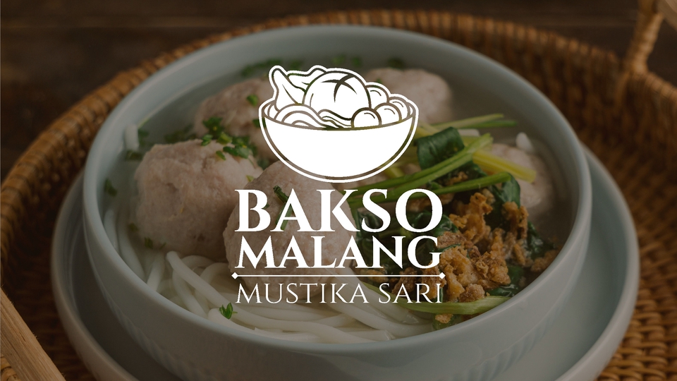 Jasa Desain Logo Makanan Bakso Malang "Mustika Sari" - Logo Resto Warung Makan - Buat Logo Online