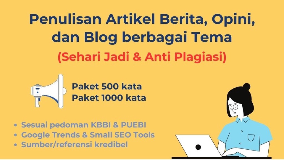 Penulisan Konten - Penulisan Artikel Berita, Opini dan Blog berbagai Tema (Sehari Jadi & Anti Plagiasi) - 1