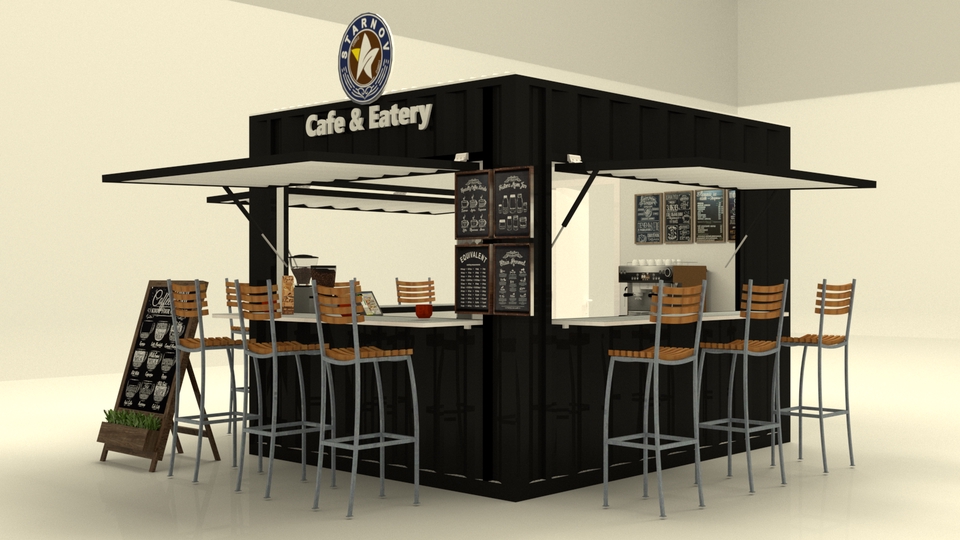 Jasa desain 3d cafe minimalis modern dengan interior unik dan menarik