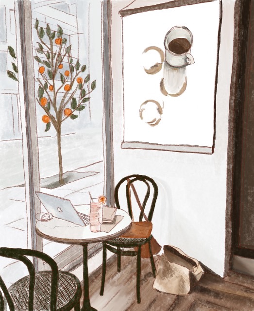 รับวาดรูปภาพประกอบร้านกาแฟ  วาดภาพประกอบ คาเฟ่  วาดรูปร้านกาแฟ  รับวาดภาพดิจิตอลเพ้นท์