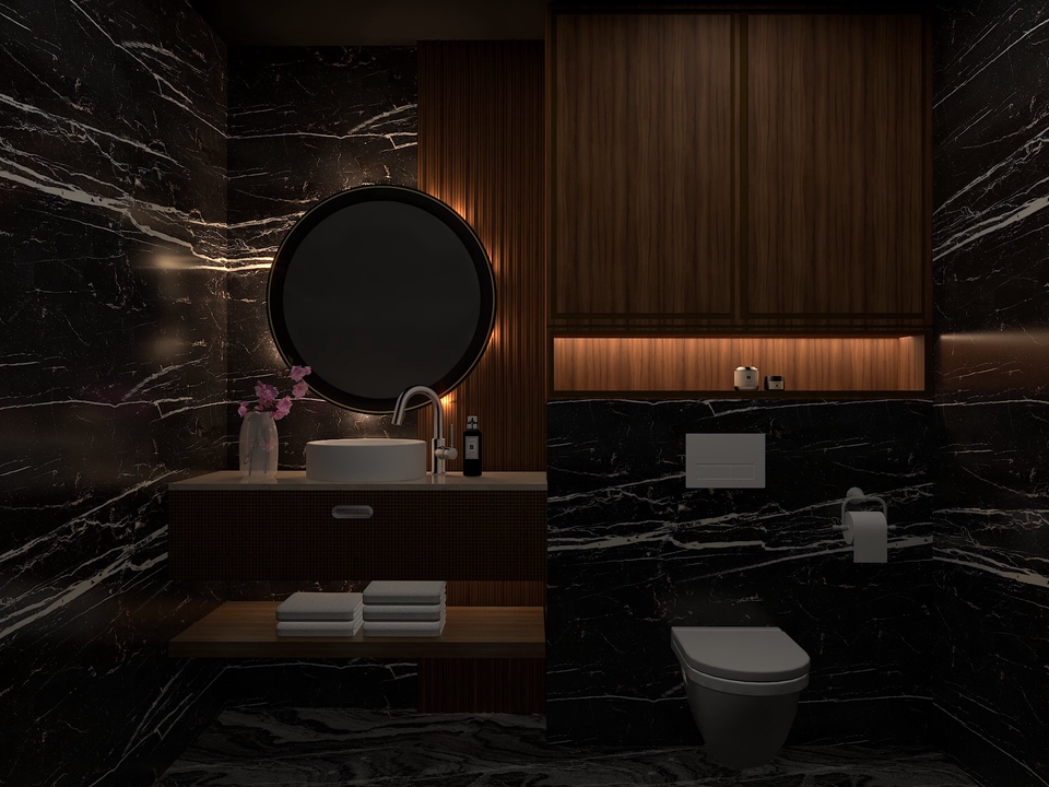 Jasa Desain Interior Kamar Mandi Minimalis dengan Nuansa Modern - Layanan desain 3d - Freelance