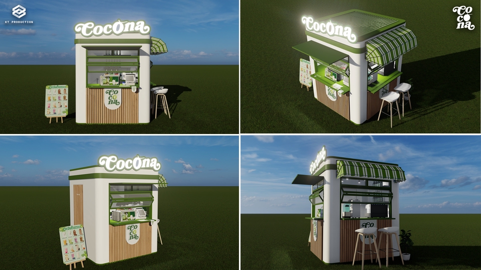ออกแบบร้านค้า 3D perspective CocoNa โมเดลร้านน้ำสวยงาม รับออกแบบร้านค้า