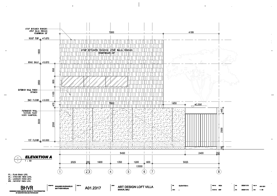 Jasa drafter autocad arsitek dan interior untuk desain villa minimalis modern dengan gambar tampak depan.
