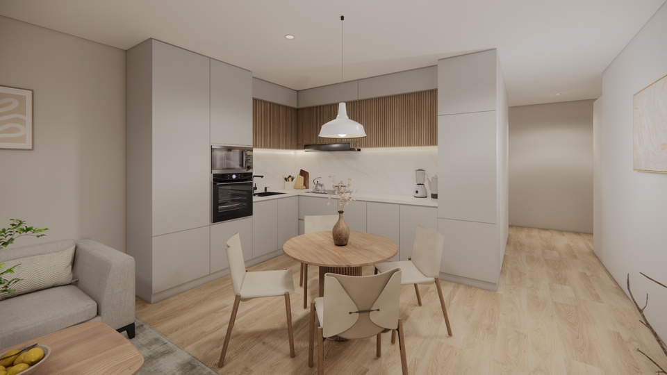 Desain Interior Cafe Minimalis Modern dengan Meja Makan dan Kursi Kayu