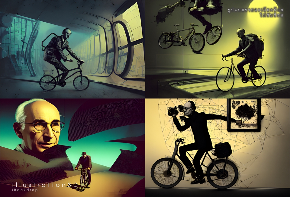 รับวาดภาพประกอบ 3 มิติ บนจักรยาน digital painting ภาพประกอบ สไตล์ภาพยนตร์