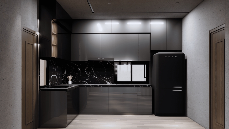 ออกแบบครัว 3d perspective ครัวสวย โมเดล 3 มิติ รับออกแบบบ้าน 3d