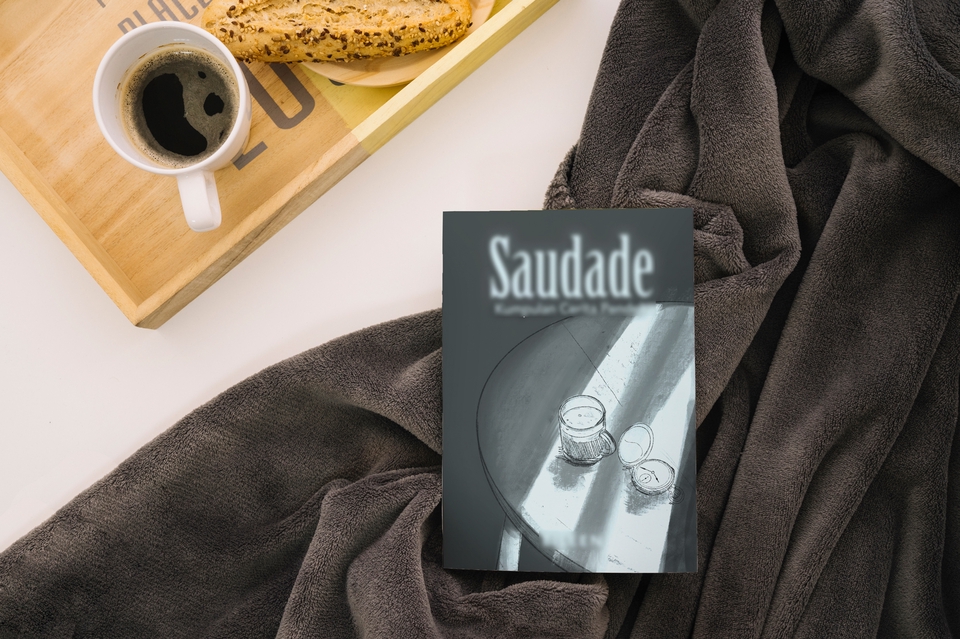 Buku Saudade untuk desain sampul buku dan desain grafis