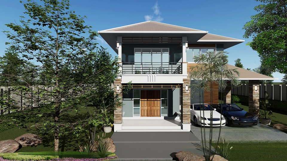 ออกแบบบ้าน 3d Perspective โมเดลบ้าน 3 มิติ รับเขียนแบบบ้าน 3d ราคาถูก