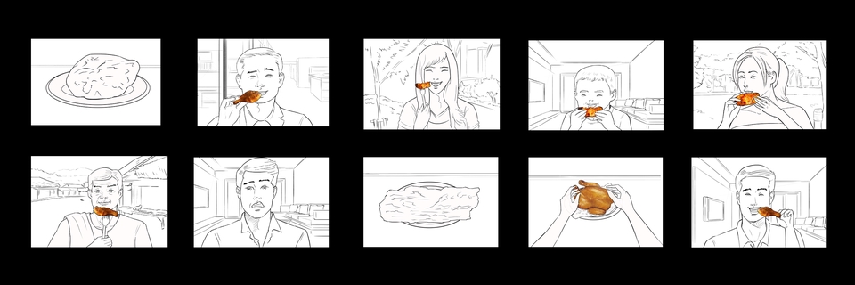 วาด/ออกแบบสตอรี่บอร์ด - รับวาด Storyboard ภาพร่าง//ขาว-ดำ/ภาพสี - 16