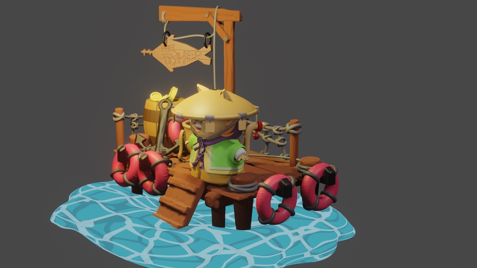 รับปั้นโมเดล 3d ตัวละคร ชาย คนขายปลา 3d model 3d design 3d packshot