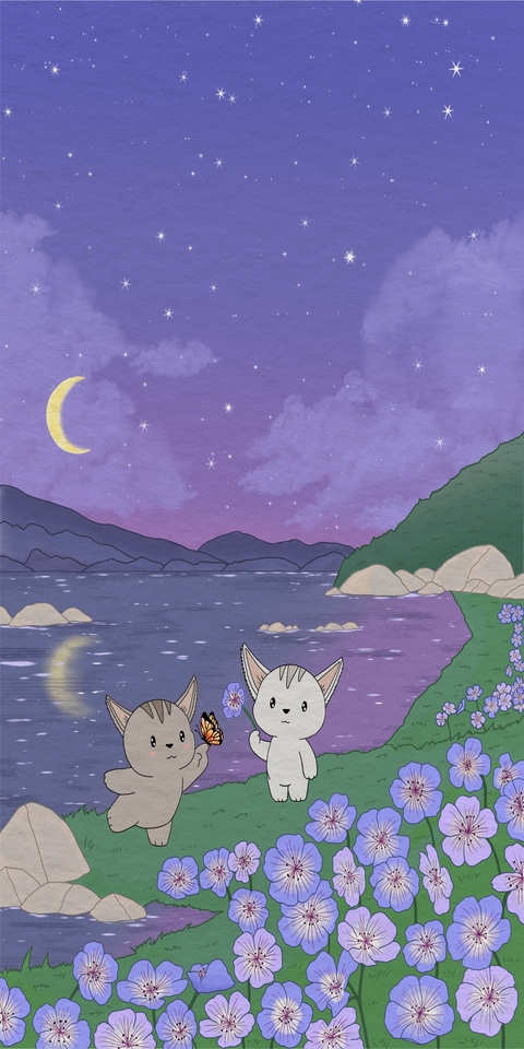 รับวาดภาพประกอบ นิทาน เรื่องราวเกี่ยวกับแมว 2 ตัว และผีเสื้อ วาดภาพประกอบนิทาน