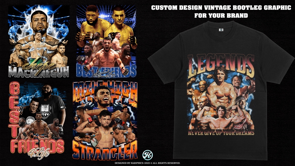 Desain Kaos & Motif - Desain custom vintage bootleg graphic streetwear, anime, rap, artis, dll - 1