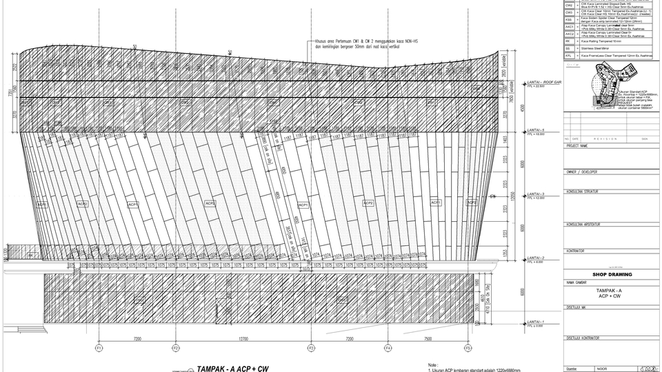 CAD Drawing - Jasa Pembuatan Gambar Kerja (Shop drawing) & As-built Drawing 2D Pekerjaan ACP & Curtain Wall - 1