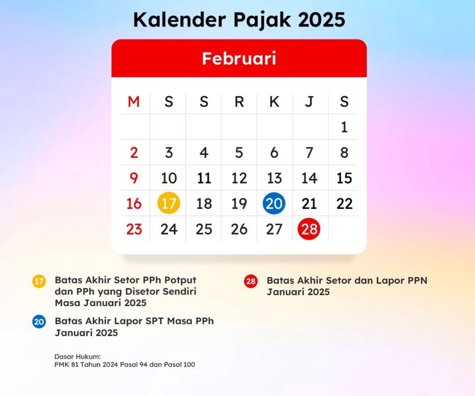 Kalender Pajak 2025 Februari: Jasa Konsultan Pajak, Batas Akhir Setor & Lapor Pajak Januari 2025. Konsultasi Pajak Online, Jasa Pembuatan Laporan Keuangan.
