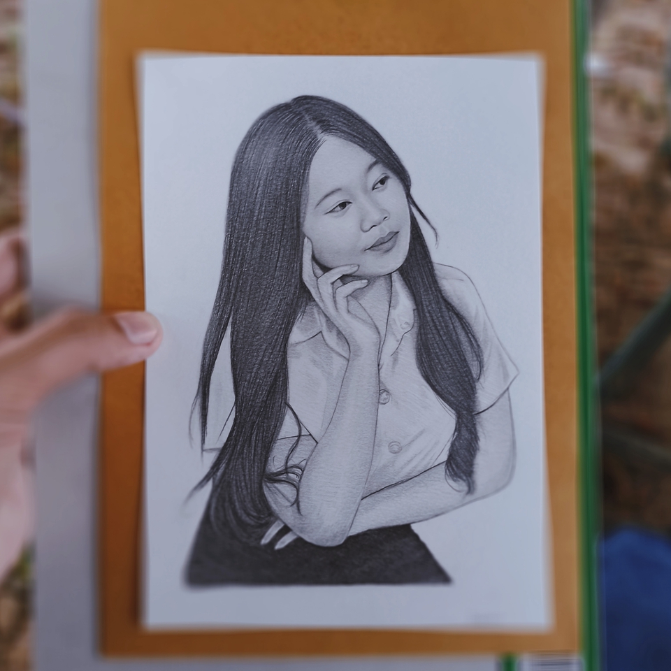 วาดภาพเหมือน Portrait - วาดภาพเหมือน portrait ขาวดำ กระดาษ200แกรม - 9