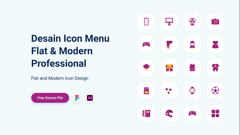 UI & UX Design - Desain Icon Menu Flat & Modern - Profesional - 1